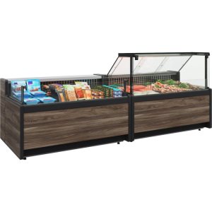 Витрина холодильная Carboma GC111 VM 1,25-1 (1008 Темный дуб) (динамика, газлифт, без боковин) - Изображение 3