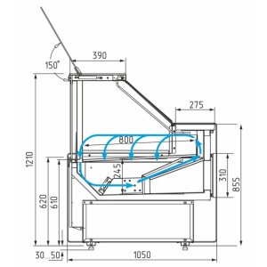 Витрина холодильная Carboma GC111 VM 1,25-1 (1008 Темный дуб) (динамика, газлифт, без боковин) - Изображение 6