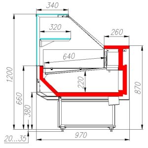 Витрина холодильная Carboma GC95 SM 1,5-1 (ВХС-1,5 Carboma GC95 KombiLux) (0108 темный дуб) - Изображение 2