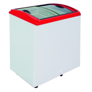 Ларь морозильный с гнутым стеклом CRYSPI ЛВН 200 Г (CF 200CQ) красный 3 корзины