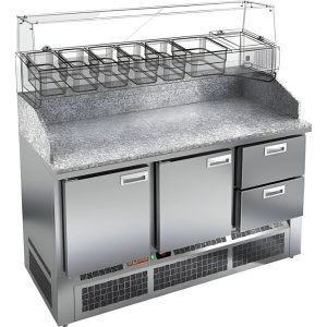 Стол холодильный для пиццы HiCold PZE3-112/GN 4 замка, камень