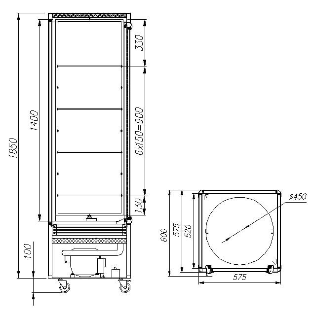 Витрина кондитерская Carboma D4 VM 400-2 (R400Cвр Люкс коричнево-золотой, 1/2, INOX) - Изображение 2